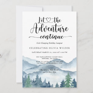 Invitación Cumpleaños de Glamping para Niñas en el Bosque de 