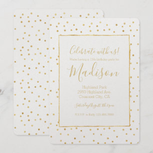 Invitación Cumpleaños de Glitzy Gold Confetti