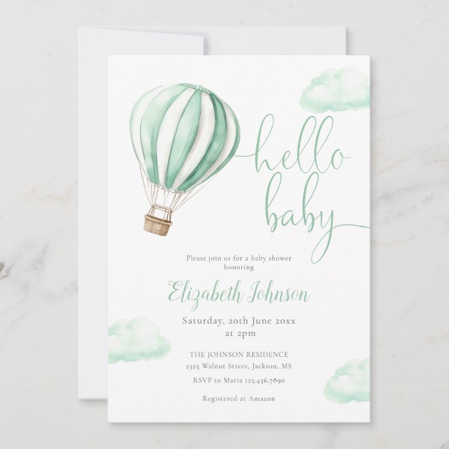 Invitación Cumpleaños de globo aerostático Código QR Foto Bab (Anverso)
