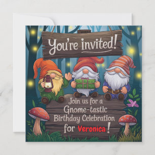 Invitación Cumpleaños de Gnome, Fiesta con un tema forestal d