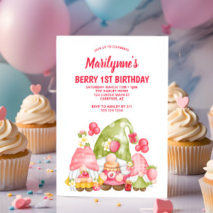 Invitación Cumpleaños de Gnomos de Fresa Berry Primero