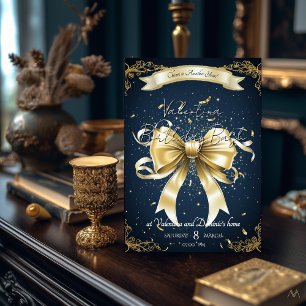 Invitación Cumpleaños de Golden Bow   Celebración elegante