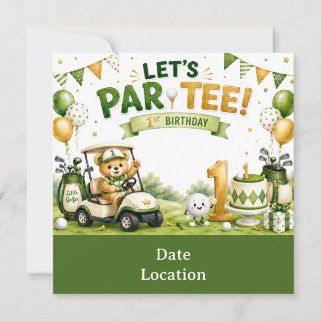 Invitación Cumpleaños de Golf 1er Año  (Anverso)