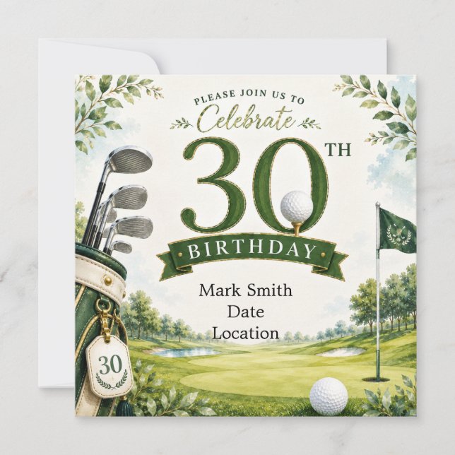 Invitación Cumpleaños de Golf 30  (Anverso)