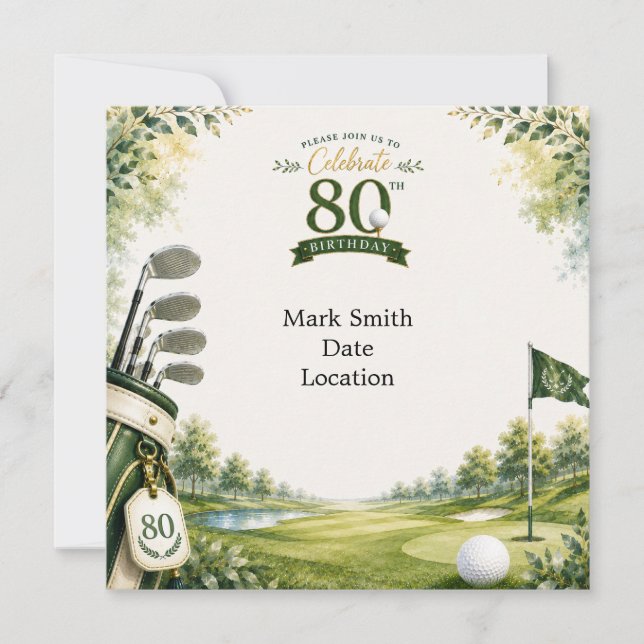 Invitación Cumpleaños de Golf 80  (Anverso)