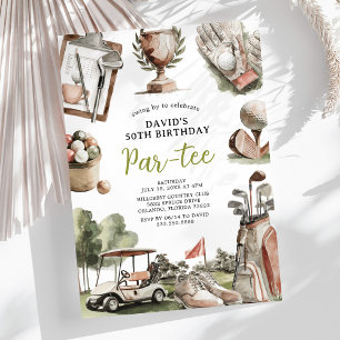 Invitación Cumpleaños de golf al aire libre para adultos homb