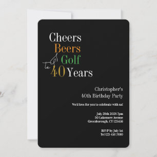 Invitación Cumpleaños de Golf Cheers Beers 40