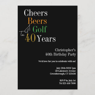 Invitación Cumpleaños de Golf Cheers Beers 40