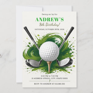 Invitación Cumpleaños de Golf Digital Personalizado