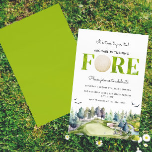 Invitación Cumpleaños de golf girando en cuatro para la fiest