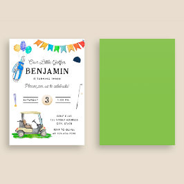 Invitación Cumpleaños de golf infantil de nuestro pequeño gol