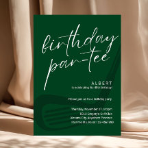 Cumpleaños de Golf Minimalista Verde para Hombres