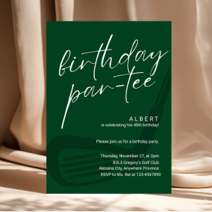 Invitación Cumpleaños de Golf Minimalista Verde para Hombres 