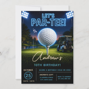 Invitación Cumpleaños de Golf Neon Moderno Personalizado