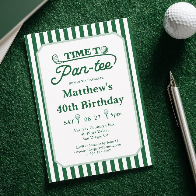 Invitación Cumpleaños de Golf para Hombres Moderno Tiempo de  (Subido por el creador)