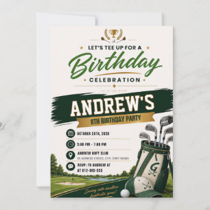 Invitación Cumpleaños de Golf Personalizado para Adolescentes