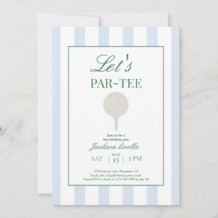 Invitación Cumpleaños de golf preppy de 'Blue Let’s Par-Tee' 