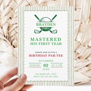 Invitación Cumpleaños de Golf Primero Par-Tee Maestro Un Año