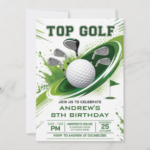 Invitación Cumpleaños de Golf Verde Personalizado