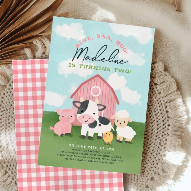 Invitación Cumpleaños de granja linda niña 2 años (Subido por el creador)