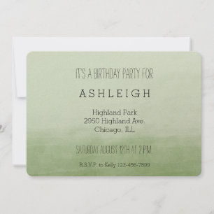 Invitación cumpleaños de Green Ombre Watercolor