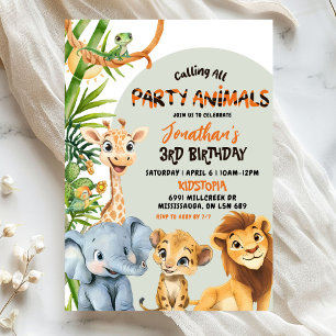 Invitación Cumpleaños de Green Savannah Llamando a Todos los