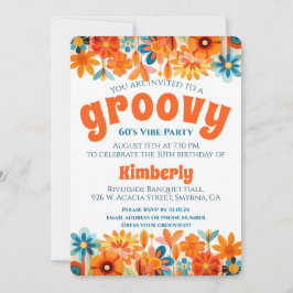 Invitación Cumpleaños de Groovy 60's Vibe Floral Retro