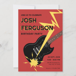 Invitación Cumpleaños de Guitar rock vintage