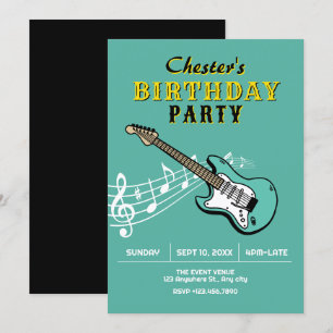 Invitación Cumpleaños de guitarra