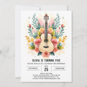 Invitación Cumpleaños de guitarra de músico acuarela