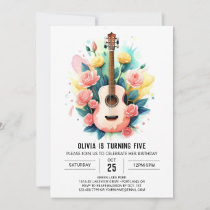 Invitación Cumpleaños de guitarra de músico acústico