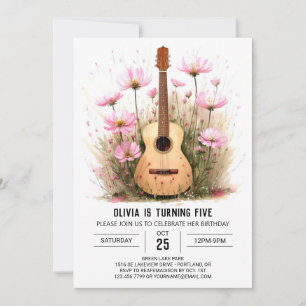 Invitación Cumpleaños de guitarra de músico acústico