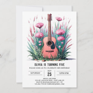 Invitación Cumpleaños de guitarra de músico caprichoso