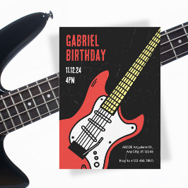 Invitación cumpleaños de guitarra de rock