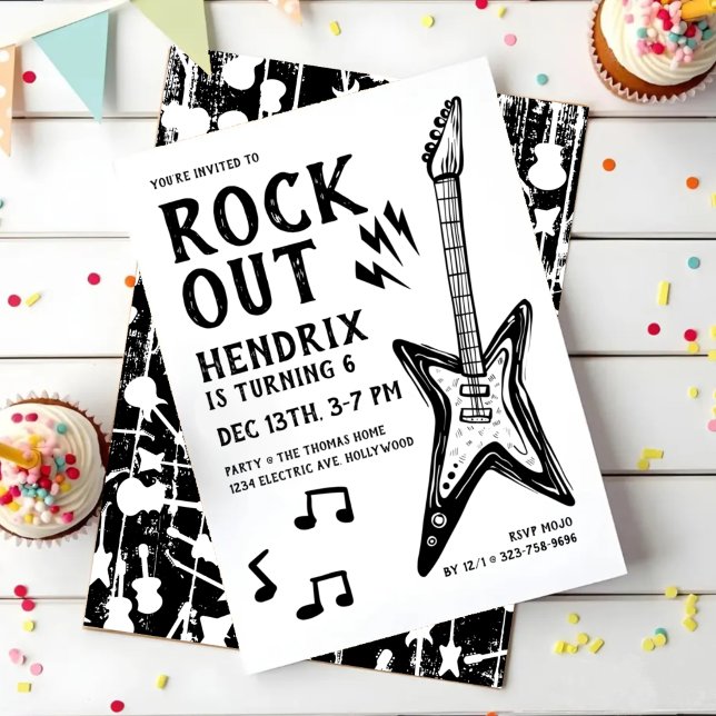 Invitación Cumpleaños de guitarra de rock and roll (Subido por el creador)