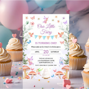 Invitación Cumpleaños de hada 1er año niña fiesta bosque enca