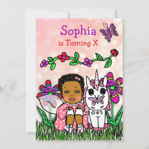Invitación Cumpleaños de hada afroamericana
