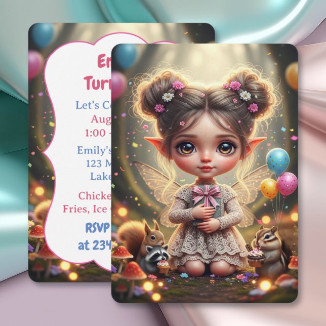 Invitación Cumpleaños de Hada Chibi del Bosque Caprichoso (Subido por el creador)
