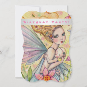 Invitación Cumpleaños de hada de dulce niña por primera vez