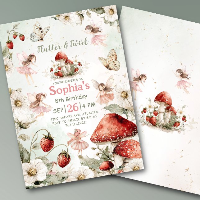 Invitación cumpleaños de hada de jardín caprichoso revoloteo  (Subido por el creador)