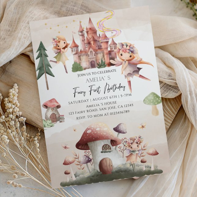 Invitación Cumpleaños de Hada del Bosque Encantado 1er (Subido por el creador)