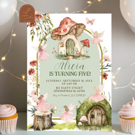 Invitación Cumpleaños de Hada del Bosque Verde Salvia Encanta