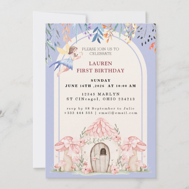 Invitación Cumpleaños de Hada Encantada (Anverso)