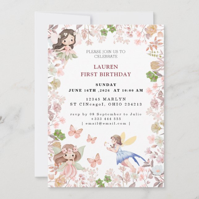 Invitación Cumpleaños de Hada Encantada (Anverso)