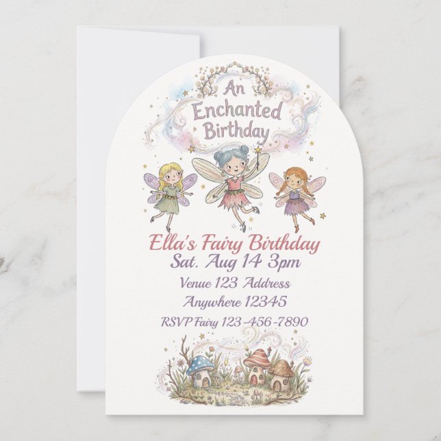 Invitación Cumpleaños de Hada Encantada (Anverso)