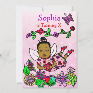 Invitación Cumpleaños de hada étnica