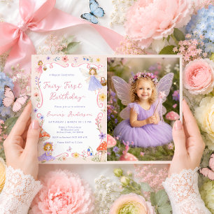 Invitación Cumpleaños de Hada Floral Caprichosa Primera 1ra F