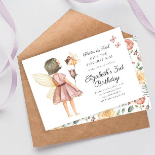 Invitación Cumpleaños de Hada Floral Flutter y Twirl