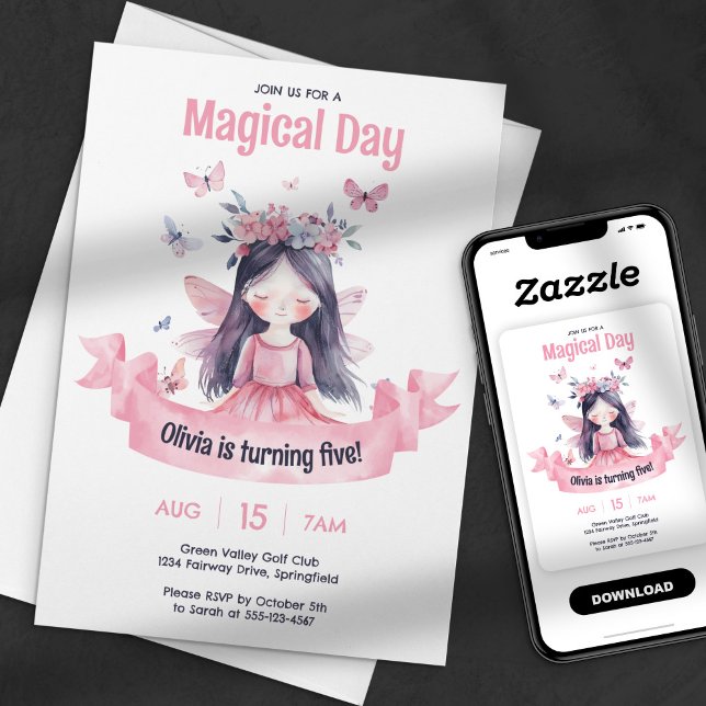 Invitación Cumpleaños de Hada Mágica Princesa con Acuarela (Subido por el creador)