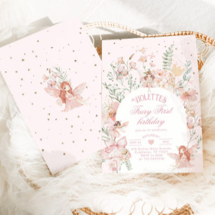 Invitación Cumpleaños de hada Primer cumpleaños Jardín encant